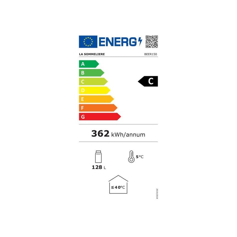 Réfrigérateur à bière LA SOMMELIERE BEER150 Pose libre 128 L -6 à +18°C Triple vitrage chauffant anti-UV Porte anti-UV LED multicolore Noir - Neuf
