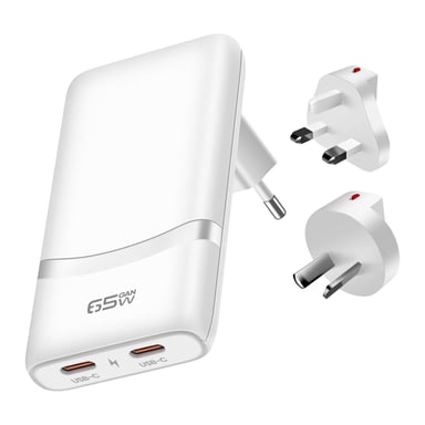 Akashi Cargador GaN 65W EU US UK AUS USB-C Blanco