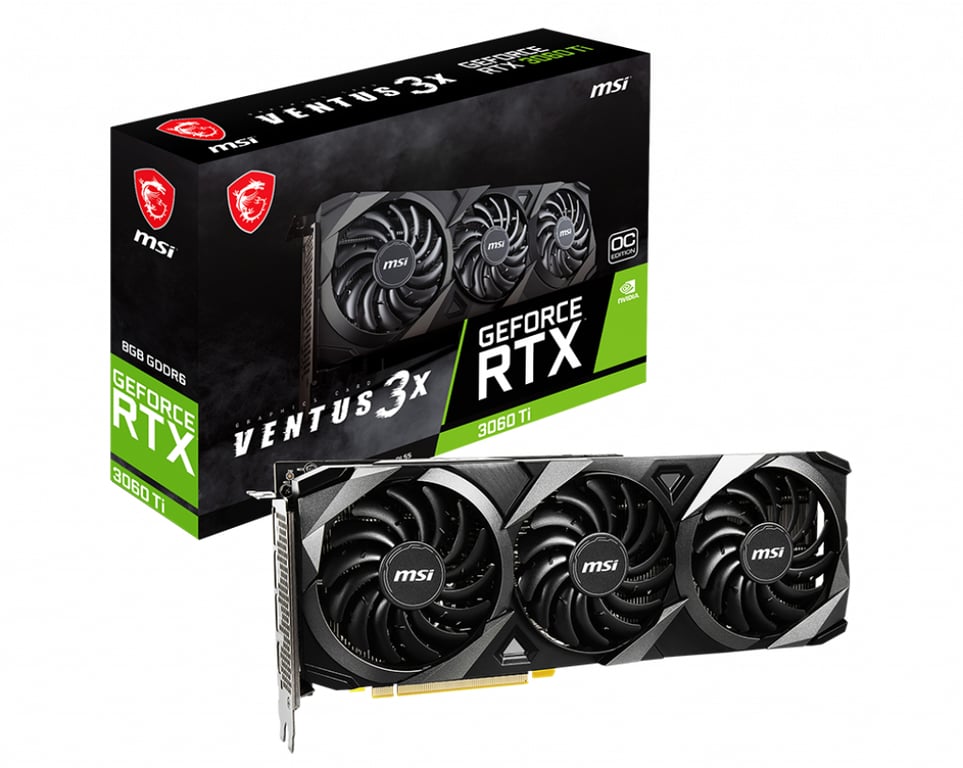 MSI VENTUS RTX 3060 TI 3X 8G OC LHR carte graphique NVIDIA GeForce RTX 3060 Ti 8 Go GDDR6 Neuf