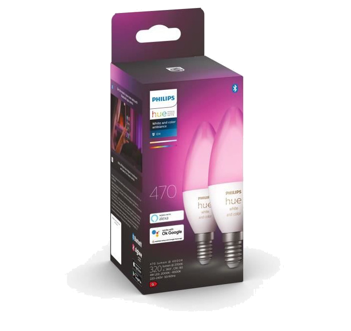 PHILIPS Hue White & Color Ambiance - Ampoule LED connectée flamme E14 - 5,5W - Compatible Bluetooth