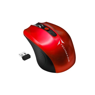 Techmade TM-XJ30-RED ratón Oficina Ambidextro RF inalámbrico Óptico 1600 DPI