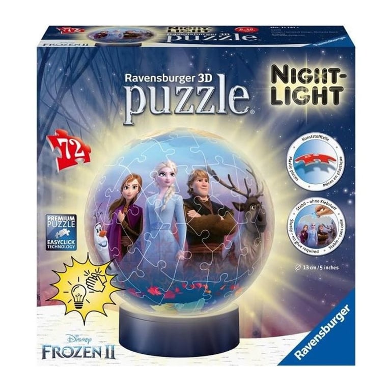 Puzzle Ball 3D 72 pièces illuminé : La Reine des Neiges 2 Frozen 2 Ravensburger France - vue 7