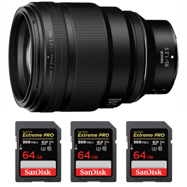 Objetivo Nikon Z 85mm F1.2 S + 3 SanDisk 64GB Extreme PRO UHS-II + Ebook ''20 consejos para fotos que impactan''