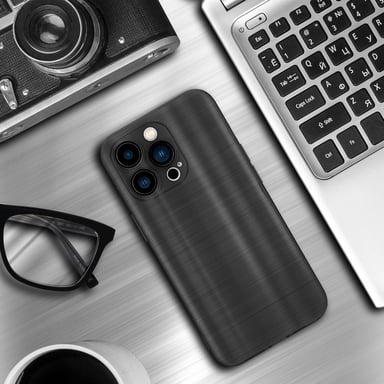 Coque pour Apple iPhone 14 PRO MAX en Brushed Noir Housse de protection Étui en silicone TPU flexible au design brossé