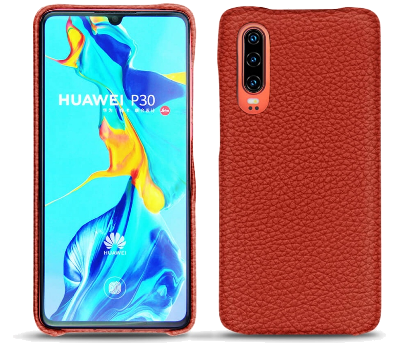 Coque cuir Huawei P30 - Coque arrièreOrange