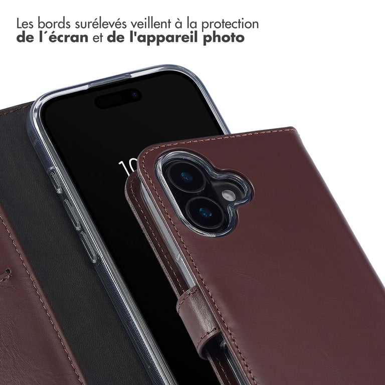 Selencia Étui de téléphone portefeuille en cuir véritable pour Apple iPhone 16 Neuf - vue 5