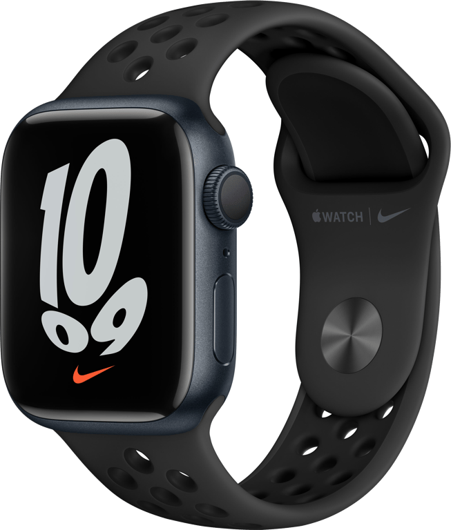Watch Nike Series 7 GPS, boîtier Aluminium Minuit 41mm avec Bracelet Nike Sport Anthracite - Noir