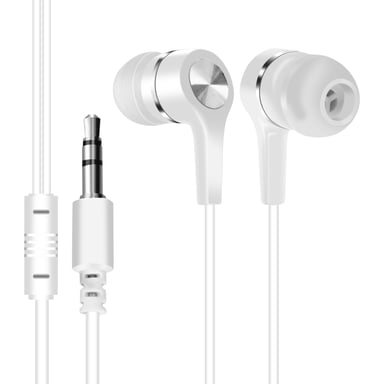 Écouteurs Filaires Jack 3.5 mm Intra-auriculaires Son de Qualité Blanc