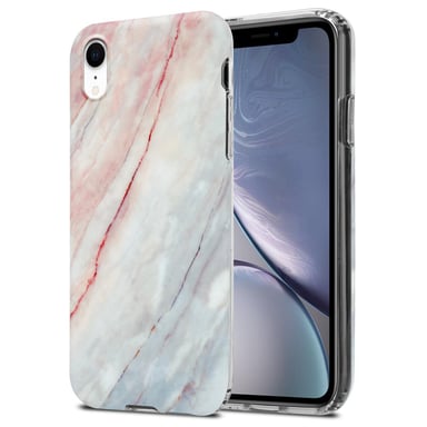 Coque pour Apple iPhone XR en Marbre Rose Blanc No. 21 Housse de protection Étui en silicone TPU avec motif mosaïque