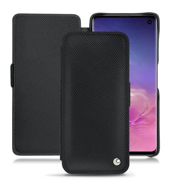 Funda de piel Samsung Galaxy S10 - Solapa horizontal - Negro - Piel saffiano