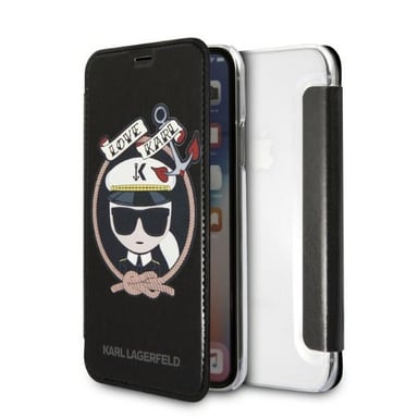 Étui Karl Lagerfeld Signature Glitter pour iPhone X/XS, noir