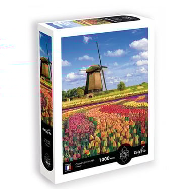Puzzle 1000 Pièces Champs de Tulipes en Hollande - Une Évasion Colorée