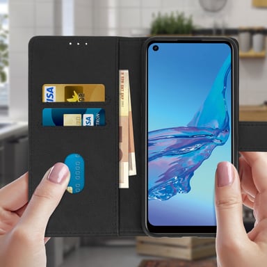 Funda Oppo A53 / A53s Libro Billetera F. Soporte – Negro