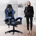 Silla gaming reclinable de cuero sintético con respaldo alto, reposacabezas y soporte lumbar - Azul