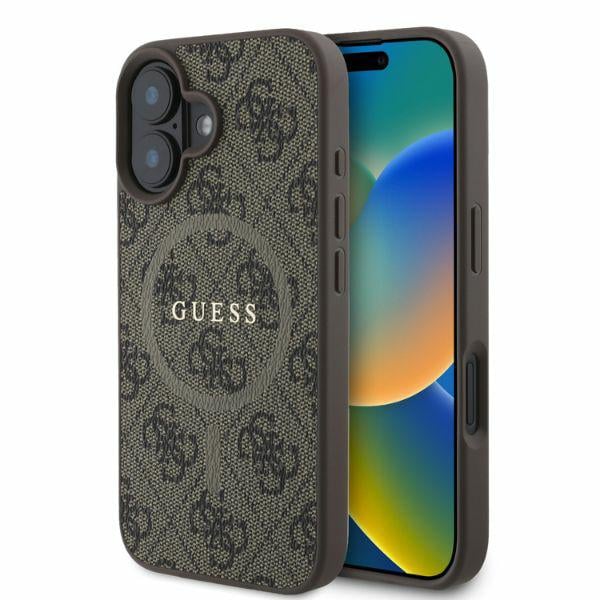Coque pour iPhone 16 Guess 4G Ring Classic Classic Logo MagSafe GUHMP16SG4GFRW - vue 4