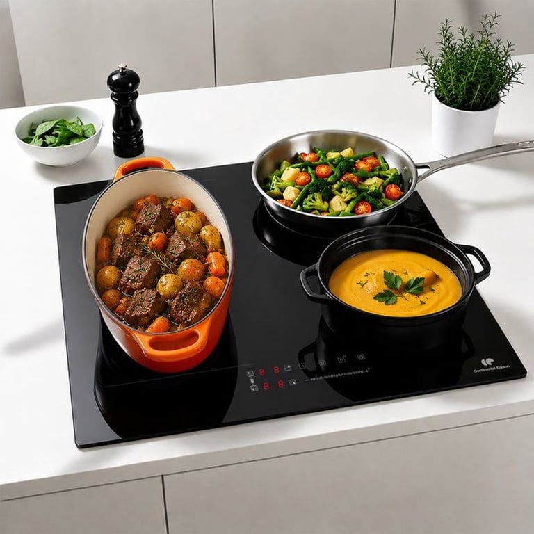 Table de cuisson à induction CONTINENTAL EDISON 4 foyers dont 1 zone flex L59 x P52 cm CETI4ZFLEXB2 - vue 3