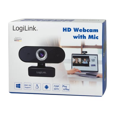 LogiLink UA0368 webcam 1280 x 720 pixel USB 2.0 Nero