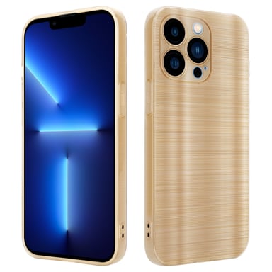 Coque pour Apple iPhone 13 PRO en Brushed Or Housse de protection Étui en silicone TPU flexible au design brossé