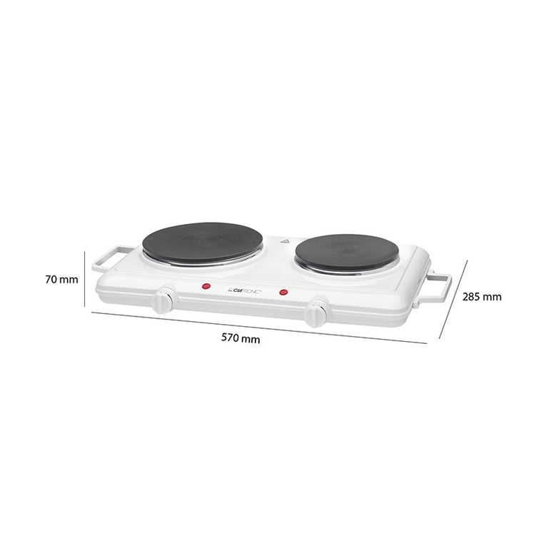 Clatronic® double plaque de cuisson pour le camping la cuisine ou le bureau | 2 plaques Ø env. 180mm & 150mm | thermostat réglable en continu | laque résistante à la chaleur | DKP 3583 - vue 4