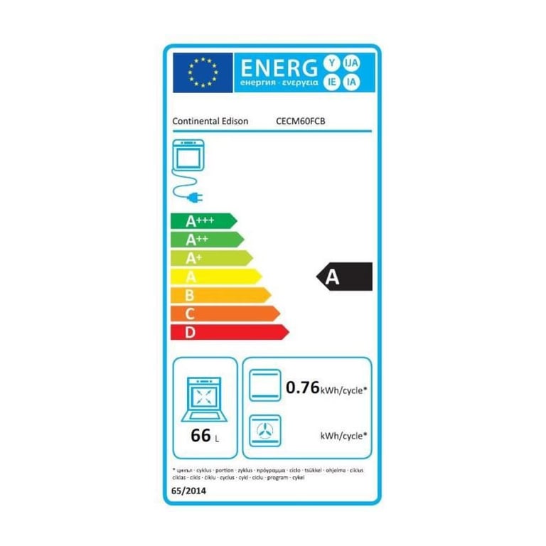 Cuisinière mixte CONTINENTAL EDISON CECM60FCB 3 feux gaz + 1 électrique L59 8 x P61 xH83 cm - vue 4