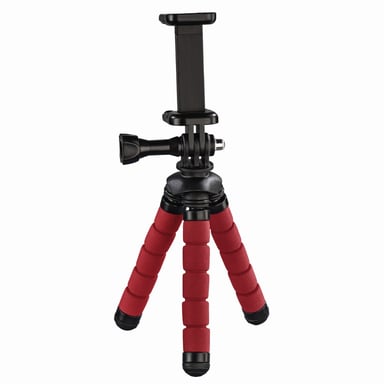 Minitrípode ''Flex'' para smartphone y GoPro, 14 cm, rojo