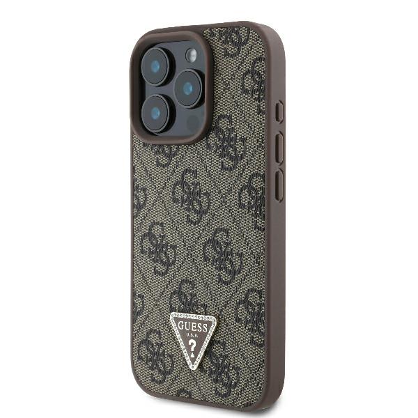 Guess Étui pour iPhone 16 Pro Max 6.9 étui rigide Leather 4G Triangle Strass