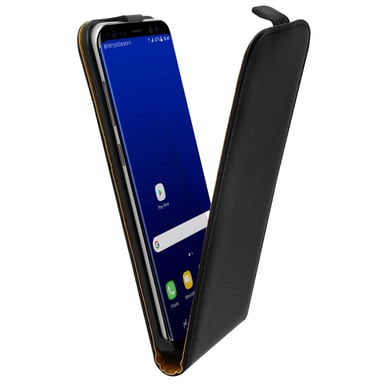 Funda vertical Samsung Galaxy S8 Plus de cuero auténtico magnética – Negro