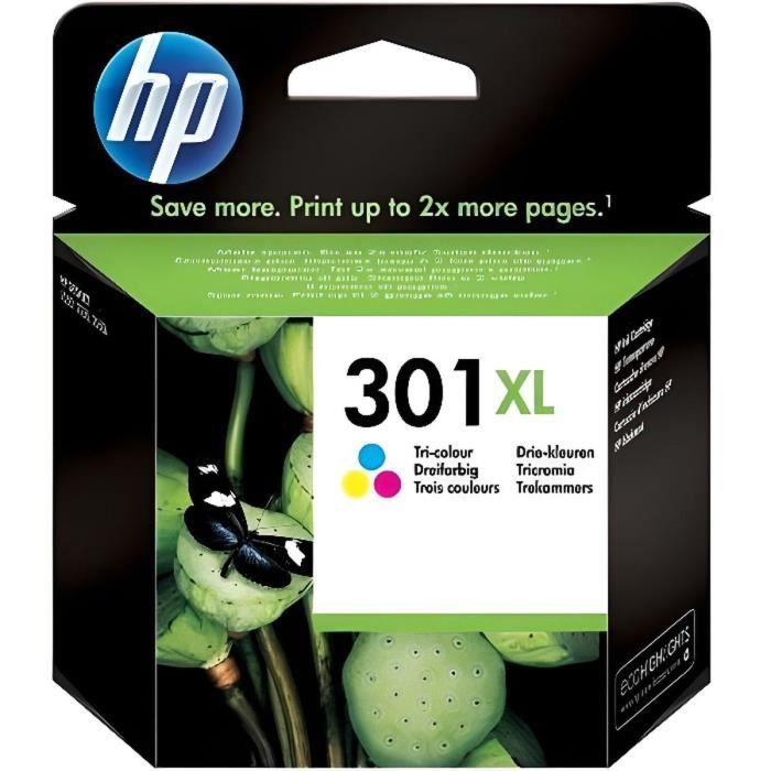 HP 301XL Cartouche d'encre trois couleurs grande capacité authentique (CH564EE) pour HP Envy 4505 e - Neuf