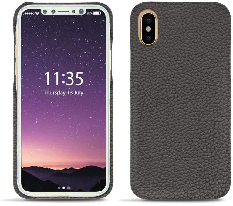 Coque cuir Apple iPhone X - Coque arrièreGris