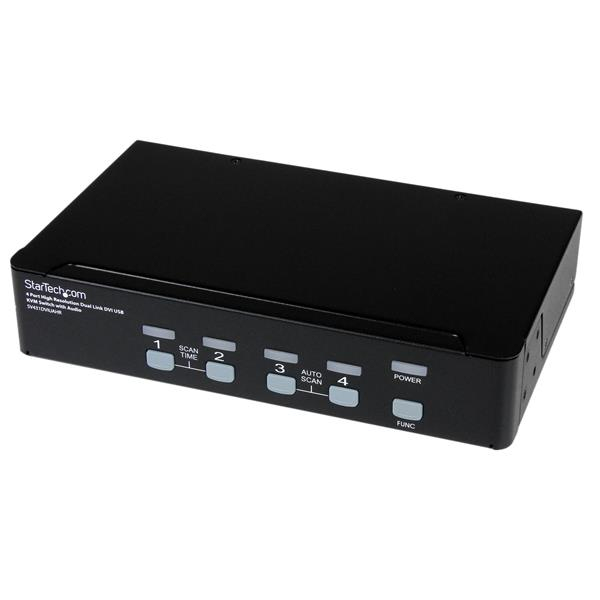StarTech.com Commutateur KVM 4 Ports DVI USB Audio Montage en Rack Switch KVM 5x DVI 10x 3.5 mm 4x USB B 4x USB A 2560x1600 Commutateur écran clavier audioUSB 4 x KVM /...
