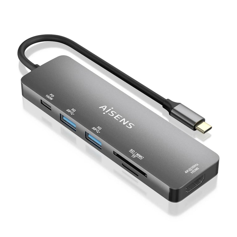 AISENS ASUC 6P016 GR station d'accueil Avec fil USB 3.2 Gen 1 3.1 Gen 1 Type C Neuf