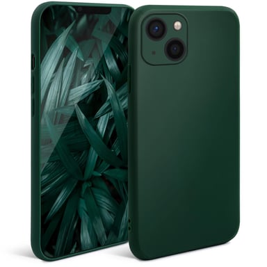 Moozy Minimalist Series Coque en silicone pour iPhone 13 Mini, vert nuit – Finition mate légère, coque de protection fine et souple en TPU avec surface mate