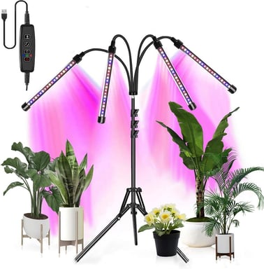 Lámpara vegetal plegable con soporte ajustable y temporizador. Black