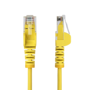 StarTech.com Cable Ethernet CAT6 Amarillo Fino de 1,5m, Sin Enganche, 100W PoE, UTP, LSZH, Cable de Cobre Puro 28AWG, Cable Patch de Red RJ45 con Sujetacables, Controlado Fluke