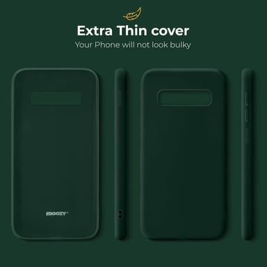Funda de silicona Moozy Minimalist Series para Samsung S10, verde medianoche - Acabado mate fino y flexible en TPU