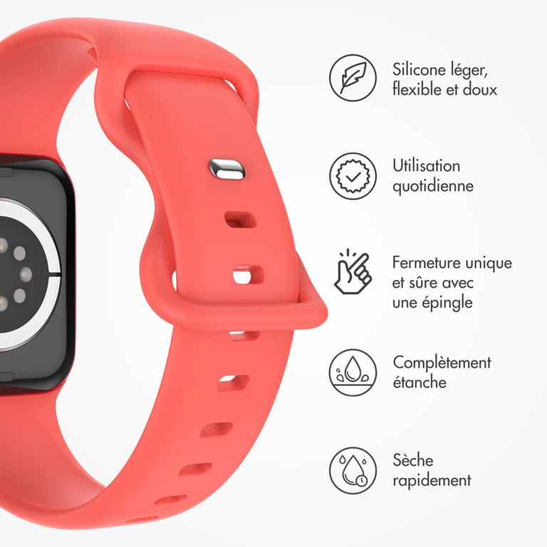 imoshion Bracelet en silicone? pour Apple Watch | 44/45/46/49 mm - Taille M/L - Coral - Neuf