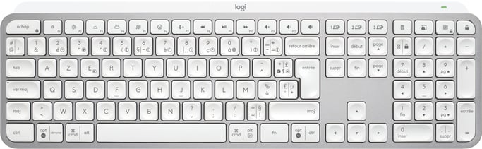 Logitech MX Keys S teclado RF Wireless + Bluetooth AZERTY Francés Aluminio, Blanco
