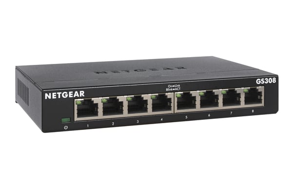 NETGEAR GS308-300PES switch No administrado L2 Gigabit Ethernet (10/100/1000) Negro