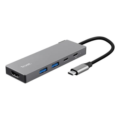 Docking USB Tipo-C Trust Dalyx- 2xUSB- 1xHDMI 4K- 2xUSB Tipo-C- Gris