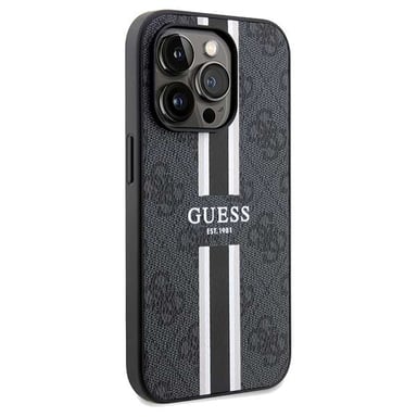 Custodia Guess per iPhone 15 Pro Max 6,7'' nero Custodia rigida 4G a strisce stampate MagSafe