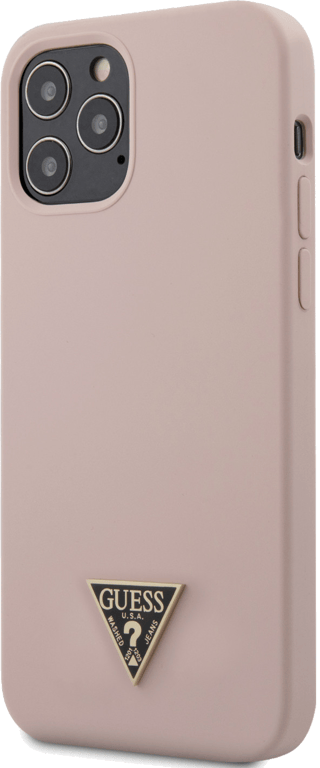 Guess Coque Liquid Silicone Métal Compatible iPhone 12 Pro Max Rose