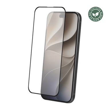 Protector antibacteriano de pantalla fabricado en vidrio templado ultrarresistente con bordes curvados (60% vidrio templado reciclado) para Apple iPhone 18 Pro Max, negro