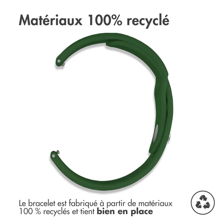 imoshion Bracelet sport en silicone - Connexion universelle 18 mm - Vert foncé - Neuf