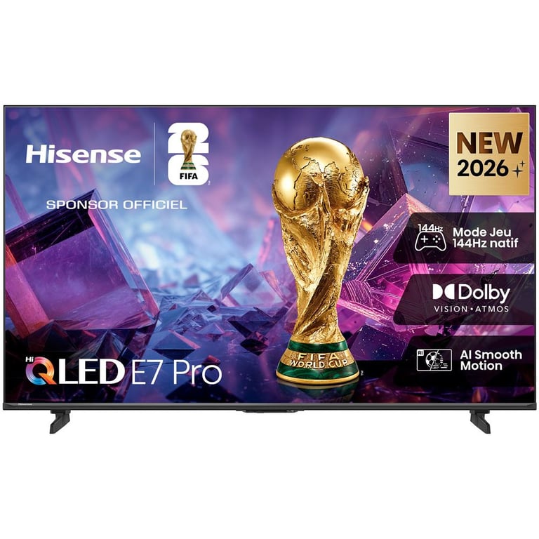 Téléviseur Hisense 75E7S Pro 75  QLED 4K UHD Smart TV WiFi VIDAA Dolby Atmos eARC Noir - Neuf