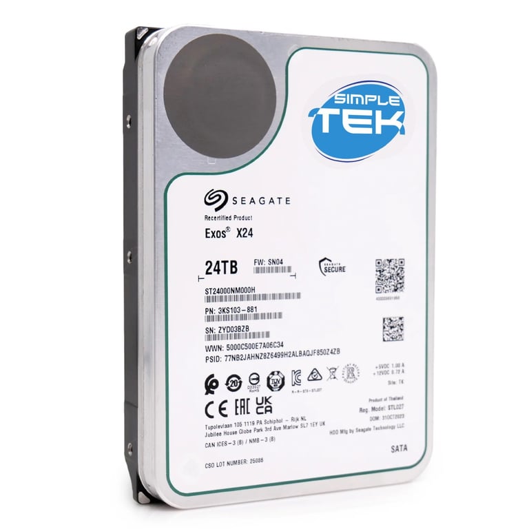 Seagate Exos X24 disque dur 24 To 7200 tr/min 512 Mo 3.5  SATA - Neuf