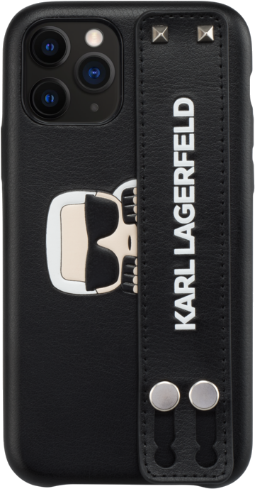 Coque Karl Lagerfeld cloutée avec dragonne intégrée et support pour Apple iPhone 11 Pro, Noir