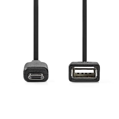 Nedis CCGB60515BK02 câble USB USB 2.0 0,2 m Mini-USB B USB A Noir - Neuf