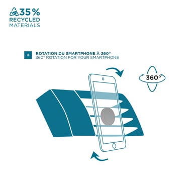 Support Téléphone Voiture Grille d'Aération, Support Smartphone Magnétique, Rotation 360°, Universel - Noir