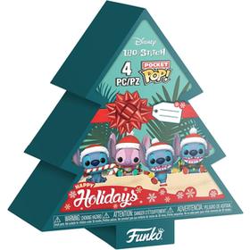 Figurina Funko Pocket Pop Stitch Holiday 4pk Scatola dell'albero