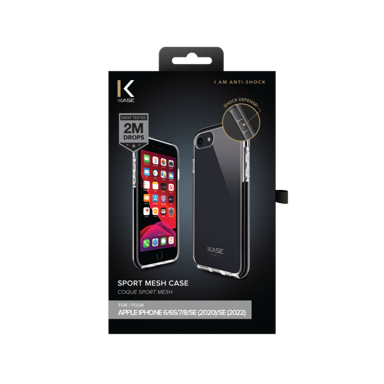Coque Sport Mesh pour Apple iPhone 6/6s/7/8/SE 2020/SE 2022, Noir de jais
